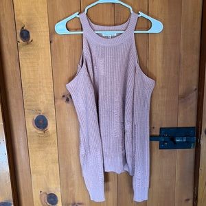 🔵Cold Shoulder Distressed Sweater